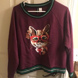 Burgundy cat sweatshirt